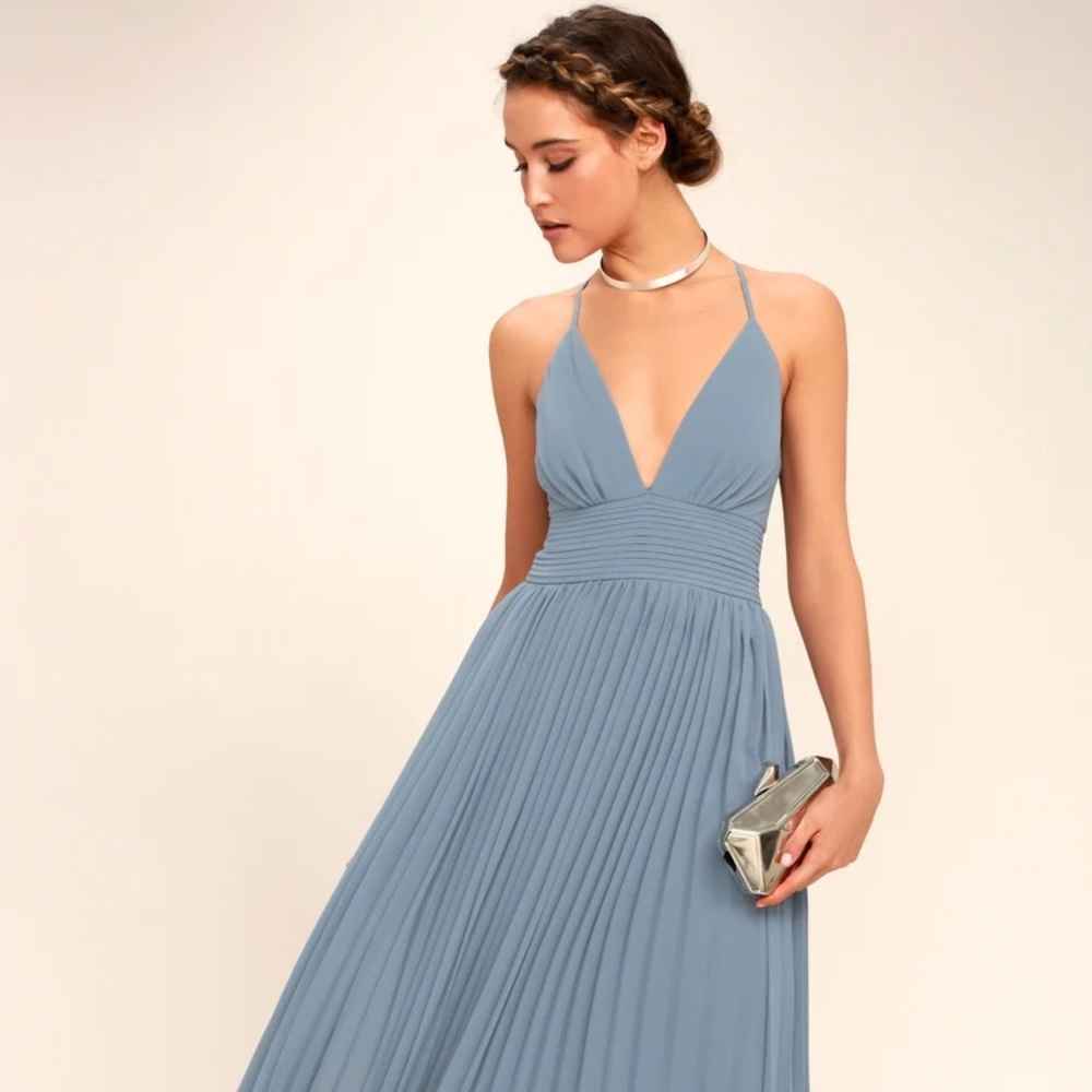 Depths of My Love Dusty Blue Maxi Dress
